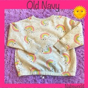 OLD NAVY TIE FRONT SWEATSHIRT MARLED GREY with RAINBOWS & STARS! 🌞